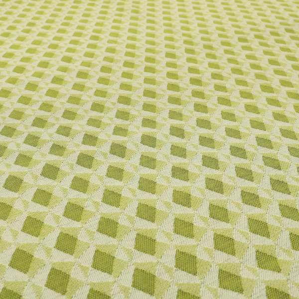 Green Coloured Chenille Geometric Pattern Upholstery Fabric JO-1047 - Made To Measure Curtains