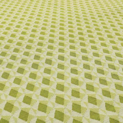 Green Coloured Chenille Geometric Pattern Upholstery Fabric JO-1047 - Made To Measure Curtains