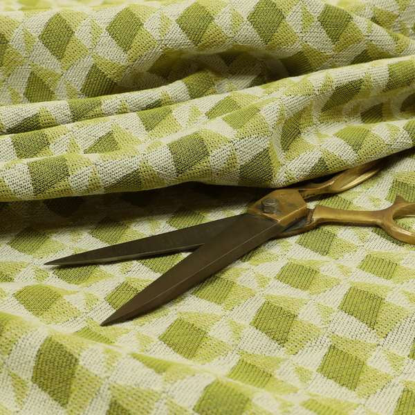 Green Coloured Chenille Geometric Pattern Upholstery Fabric JO-1047 - Handmade Cushions