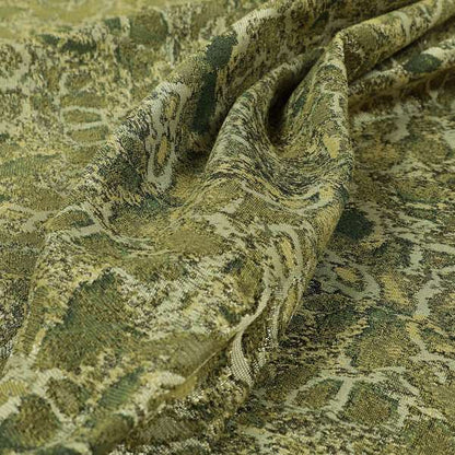 Abstract Camouflage Pattern In Green Colour Chenille Jacquard Upholstery Fabric JO-1048 - Roman Blinds