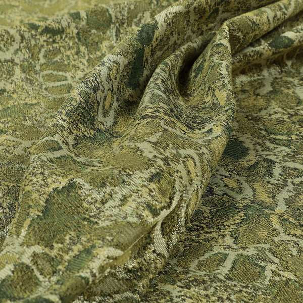 Abstract Camouflage Pattern In Green Colour Chenille Jacquard Upholstery Fabric JO-1048 - Made To Measure Curtains