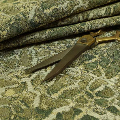 Abstract Camouflage Pattern In Green Colour Chenille Jacquard Upholstery Fabric JO-1048 - Made To Measure Curtains