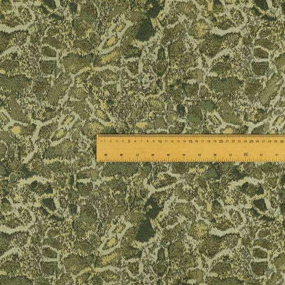 Abstract Camouflage Pattern In Green Colour Chenille Jacquard Upholstery Fabric JO-1048 - Roman Blinds