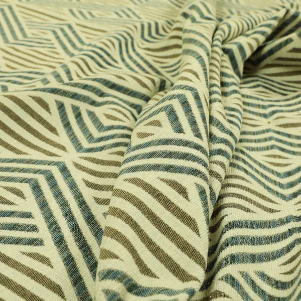 Decor Pattern Blue Beige Colour Soft Chenille Upholstery Fabric JO-1050