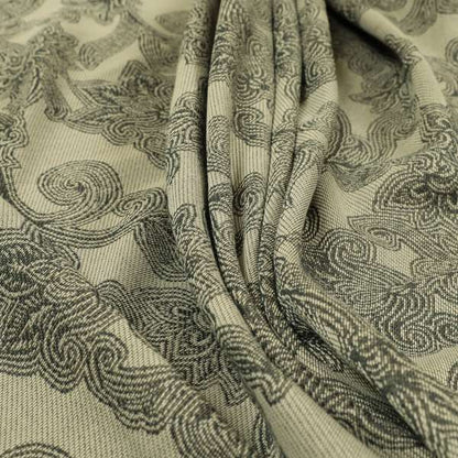 Grey Coloured Floral Chenille Furnishing Upholstery Fabric JO-1051