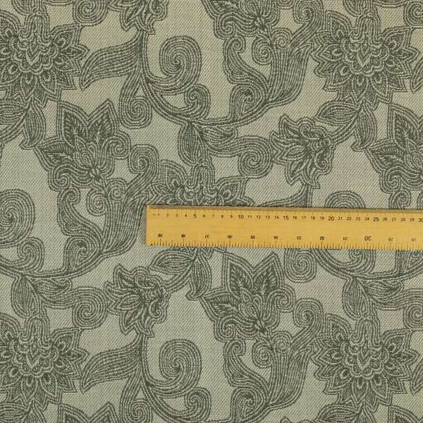 Grey Coloured Floral Chenille Furnishing Upholstery Fabric JO-1051