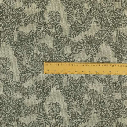 Grey Coloured Floral Chenille Furnishing Upholstery Fabric JO-1051 - Made To Measure Curtains