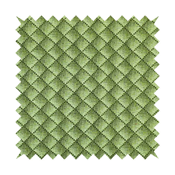 Squared Geometric Pattern Green Colour Chenille Upholstery Fabric JO-1055 - Made To Measure Curtains