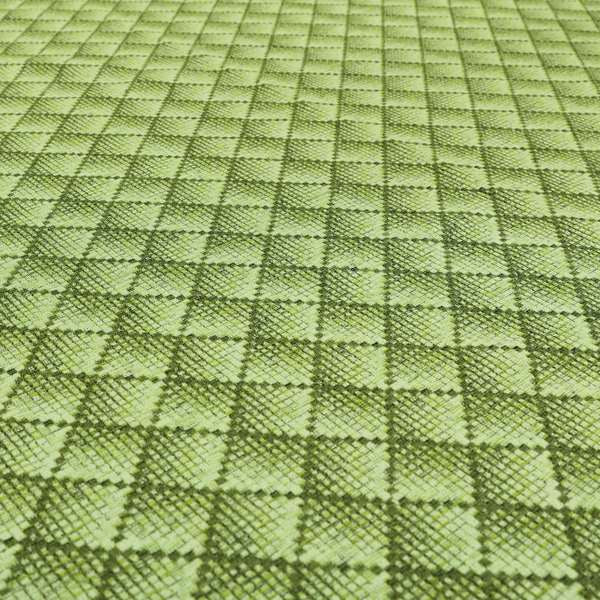 Squared Geometric Pattern Green Colour Chenille Upholstery Fabric JO-1055 - Roman Blinds