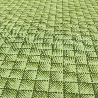 Squared Geometric Pattern Green Colour Chenille Upholstery Fabric JO-1055