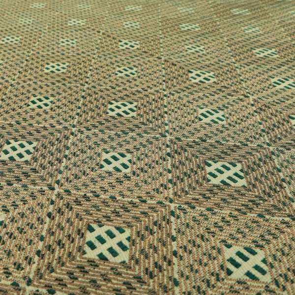 Teal Pink Colour Modern Geometric Pattern Soft Chenille Upholstery Fabric JO-1058 - Made To Measure Curtains