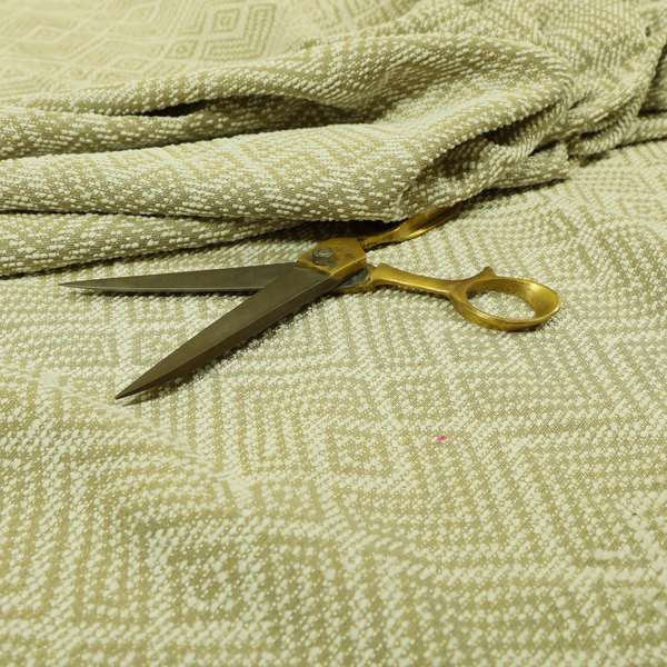 Cream Gold Colour Textured Geometric Pattern Soft Chenille Upholstery Fabric JO-1059 - Made To Measure Curtains