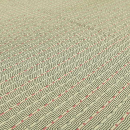 Striped Pattern Cream Grey Pink Colour Furnishing Upholstery Fabric JO-1064 - Roman Blinds