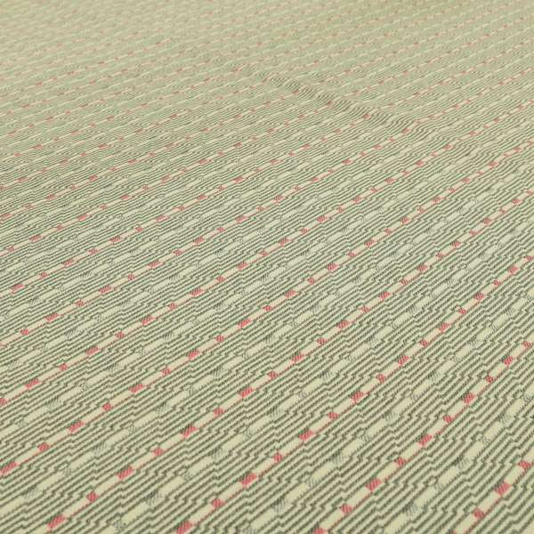 Striped Pattern Cream Grey Pink Colour Furnishing Upholstery Fabric JO-1064 - Made To Measure Curtains