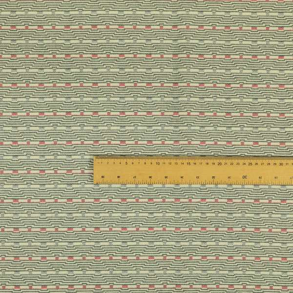 Striped Pattern Cream Grey Pink Colour Furnishing Upholstery Fabric JO-1064 - Roman Blinds