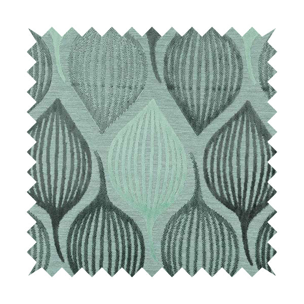 Geometric Balloon Pattern Cut Velvet Material Jade Green Grey Colour Upholstery Fabric JO-1065 - Roman Blinds