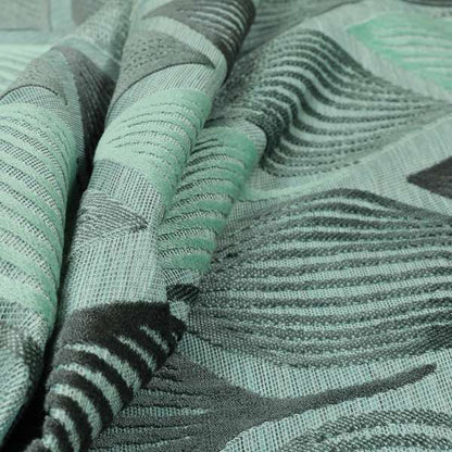 Geometric Balloon Pattern Cut Velvet Material Jade Green Grey Colour Upholstery Fabric JO-1065