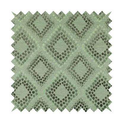 Geometric Cube Pattern Cut Velvet Material Jade Green Grey Colour Upholstery Fabric JO-1066 - Roman Blinds