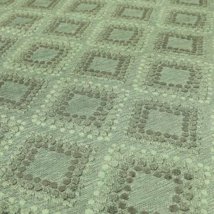 Geometric Cube Pattern Cut Velvet Material Jade Green Grey Colour Upholstery Fabric JO-1066