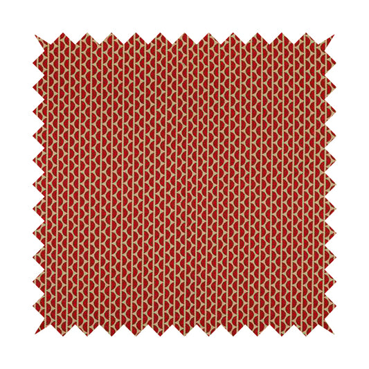 Vertical Striped Chenille Material In Red Beige Colour Upholstery Fabric JO-1067