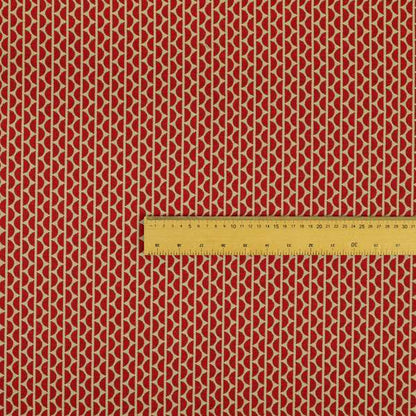 Vertical Striped Chenille Material In Red Beige Colour Upholstery Fabric JO-1067 - Made To Measure Curtains