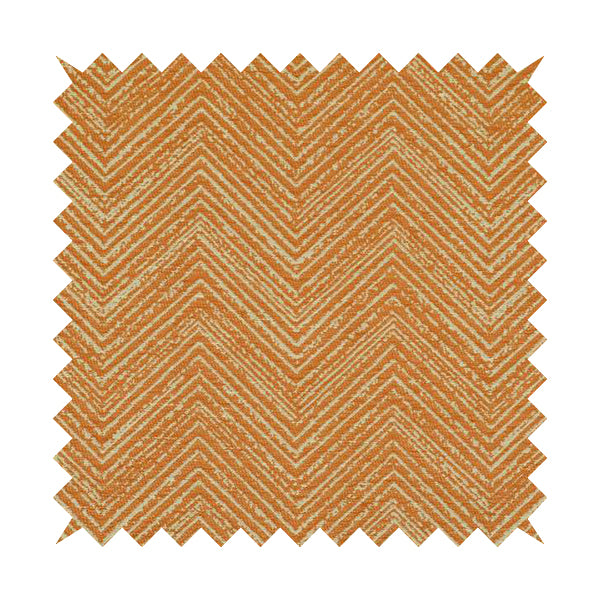 Chevron Pattern Chenille Material In Orange Colour Upholstery Fabrics JO-1068