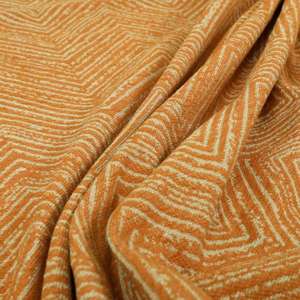 Chevron Pattern Chenille Material In Orange Colour Upholstery Fabrics JO-1068 - Made To Measure Curtains