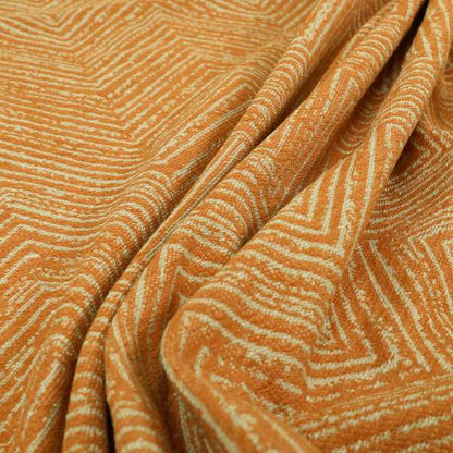 Chevron Pattern Chenille Material In Orange Colour Upholstery Fabrics JO-1068