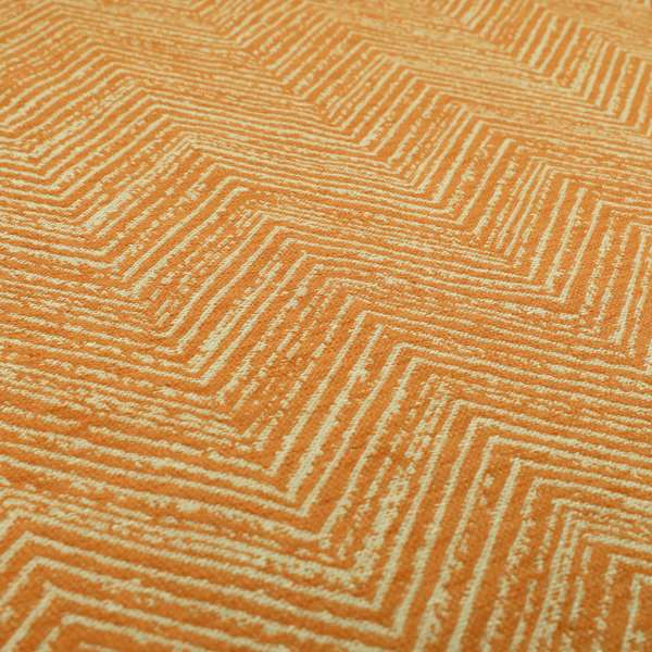 Chevron Pattern Chenille Material In Orange Colour Upholstery Fabrics JO-1068 - Made To Measure Curtains