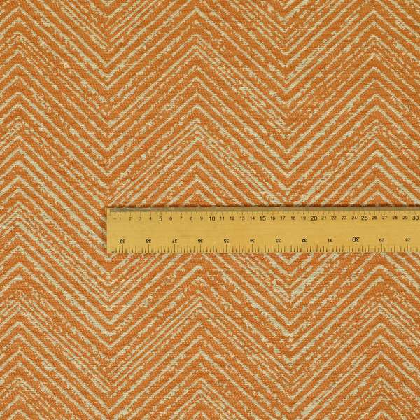 Chevron Pattern Chenille Material In Orange Colour Upholstery Fabrics JO-1068 - Roman Blinds