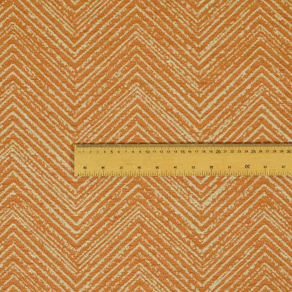 Chevron Pattern Chenille Material In Orange Colour Upholstery Fabrics JO-1068 - Handmade Cushions