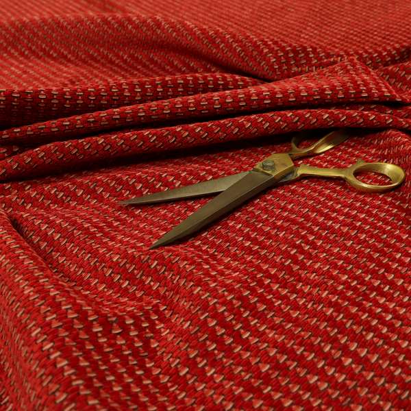 Red Colour Semi Plain Pattern Soft Chenille Upholstery Fabric JO-1072 - Made To Measure Curtains