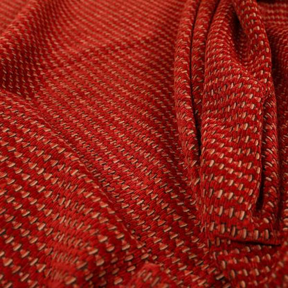 Red Colour Semi Plain Pattern Soft Chenille Upholstery Fabric JO-1072 - Made To Measure Curtains