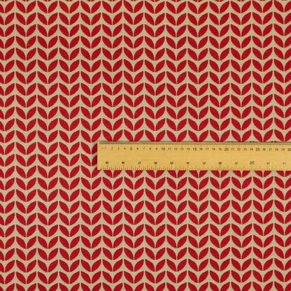 Open Leaf 2D Pattern Chenille Material In Red Beige Colour Upholstery Fabric JO-1074 - Handmade Cushions