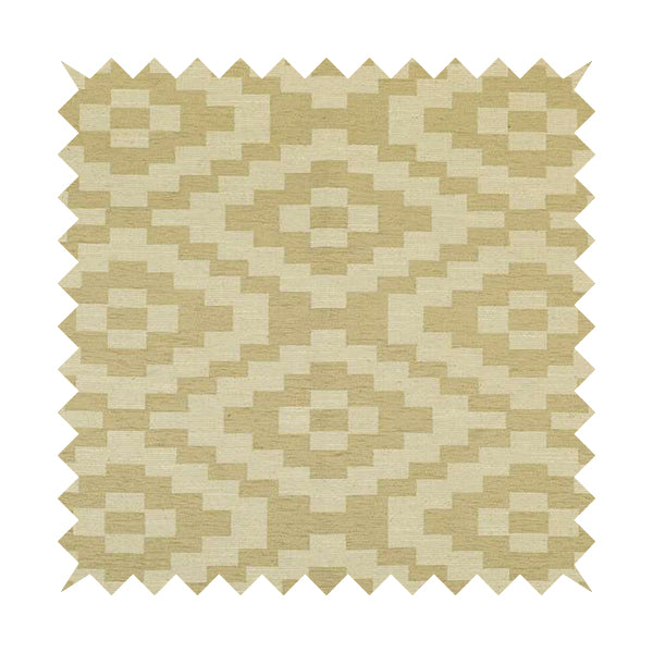 Beige Cream Colour Cubed Tetris Pattern Furnishing Upholstery Fabric JO-1075 - Made To Measure Curtains