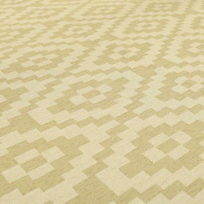 Beige Cream Colour Cubed Tetris Pattern Furnishing Upholstery Fabric JO-1075 - Made To Measure Curtains