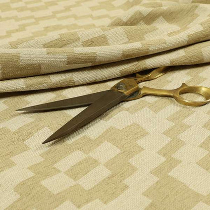 Beige Cream Colour Cubed Tetris Pattern Furnishing Upholstery Fabric JO-1075 - Handmade Cushions