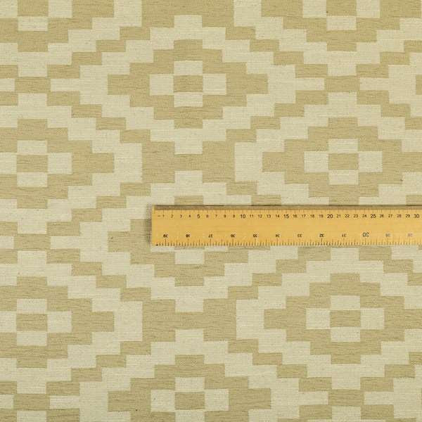 Beige Cream Colour Cubed Tetris Pattern Furnishing Upholstery Fabric JO-1075 - Made To Measure Curtains