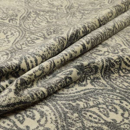 Medallion Pattern Velvet Material Grey Beige Upholstery Fabric JO-1079 - Handmade Cushions