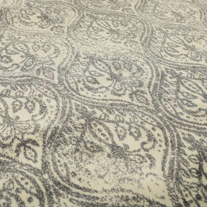 Medallion Pattern Velvet Material Grey Beige Upholstery Fabric JO-1079 - Handmade Cushions