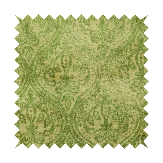 Medallion Pattern Velvet Material Green Beige Upholstery Fabric JO-1080