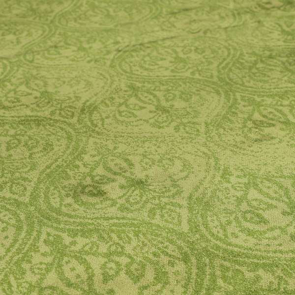 Medallion Pattern Velvet Material Green Beige Upholstery Fabric JO-1080 - Roman Blinds