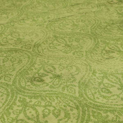 Medallion Pattern Velvet Material Green Beige Upholstery Fabric JO-1080 - Roman Blinds