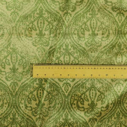 Medallion Pattern Velvet Material Green Beige Upholstery Fabric JO-1080 - Roman Blinds