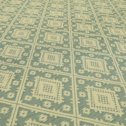 Blue Beige Colour Kilim Pattern Furnishing Fabric JO-1082 - Made To Measure Curtains