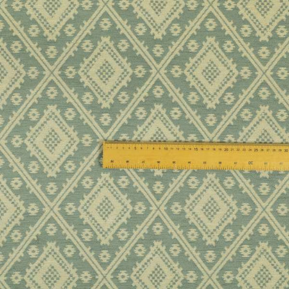 Blue Beige Colour Kilim Pattern Furnishing Fabric JO-1082 - Made To Measure Curtains