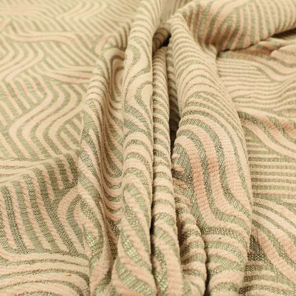 Pink Colour Wave Stripe Pattern Soft Chenille Upholstery Fabric JO-1083 - Handmade Cushions