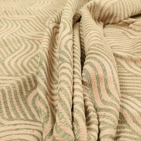 Pink Colour Wave Stripe Pattern Soft Chenille Upholstery Fabric JO-1083 - Made To Measure Curtains