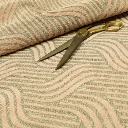 Pink Colour Wave Stripe Pattern Soft Chenille Upholstery Fabric JO-1083 - Roman Blinds