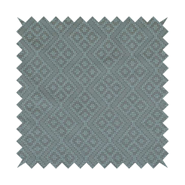 Trellis Geometric Symmetry Pattern Soft Boucle Textured Chenille Material Blue Grey Colour Upholstery Fabrics JO-1084 - Roman Blinds